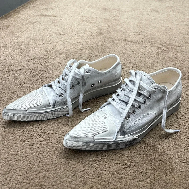 Women's Shoes White Fashion Hand-made Ladies Canvas Shoes Unisex Zapatillas De Mujer 1