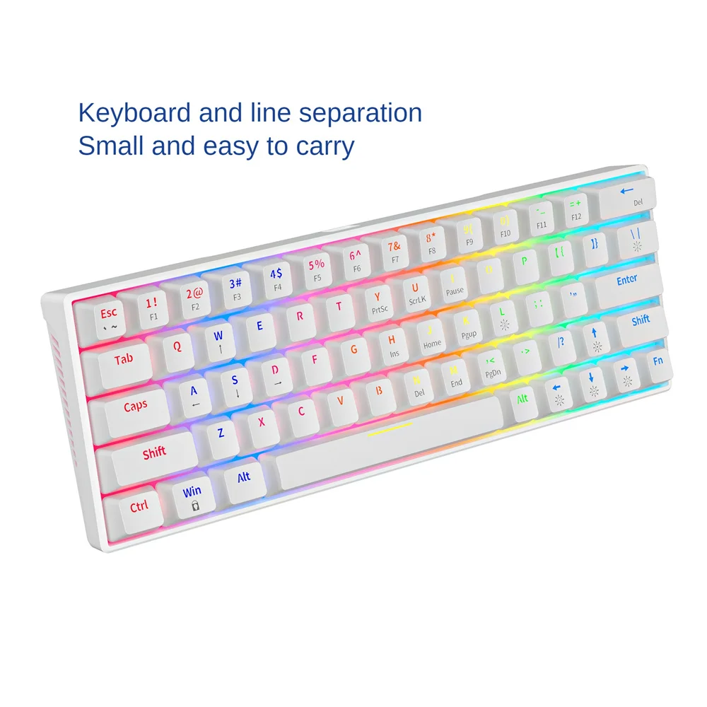 1/2PCS ROYAL KLUDGE R87 Wired Mechanical Keyboard 63 Key RGB Backlit Hot-swappable Gamer Keyboard Customised Keycaps with Dust images - 6