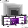 70 Inch TV Stand, Tall LED Entertainment Center for 70/75/80 inch TV, Gaming TV Cabinet with Storage for PS5, Modern TV Console 2