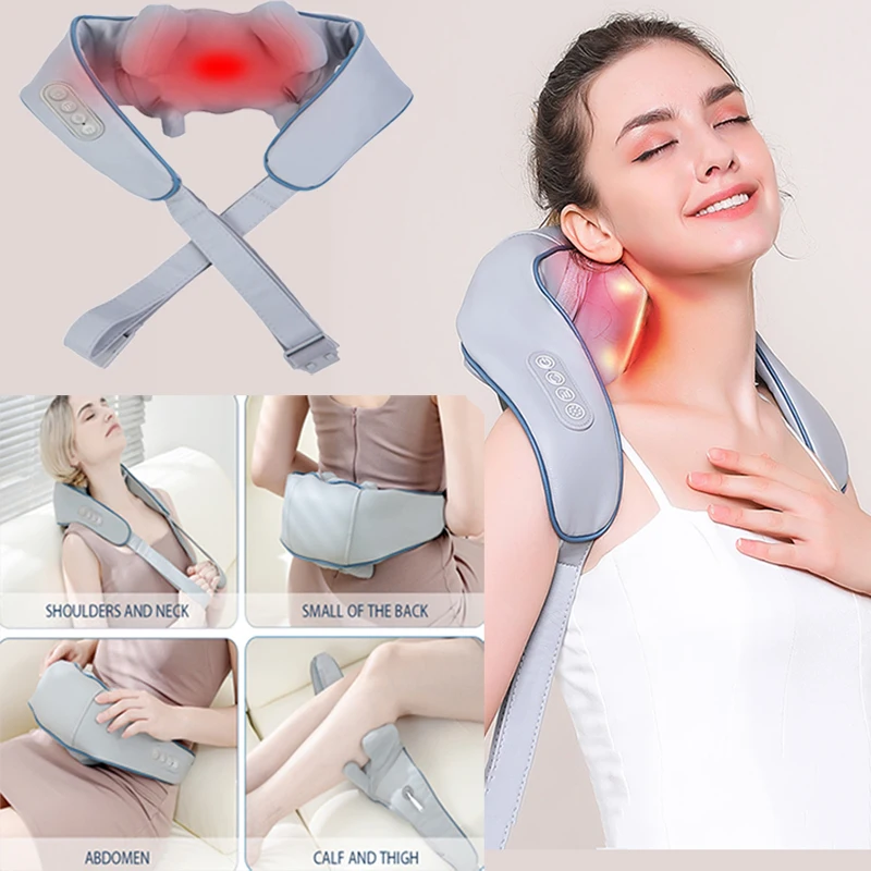 

5D Kneading Shiatsu Massage Electric Massager Wireless Neck for pain relief Shoulder Pillow Cervical Back Muscle Relaxing Shawl