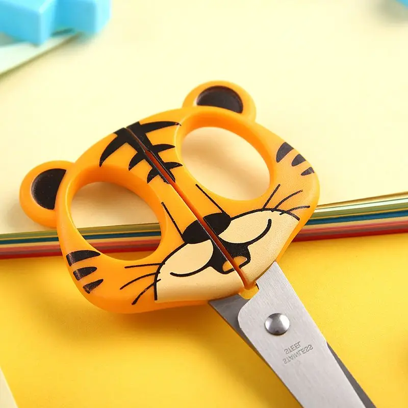 Cartoon Animal Safety Round Head Stainless Steel Mini Scissors Paper Cutter Tool Student Stationery Gift School Offi
