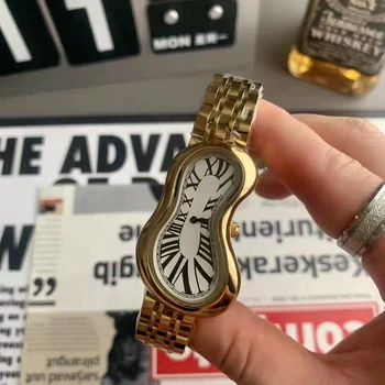 New y2k Fashion Creative Men Women Soft Melting Watch Luxury Streetstyle Irregular Shape Dial Unique Design Quartz Watch