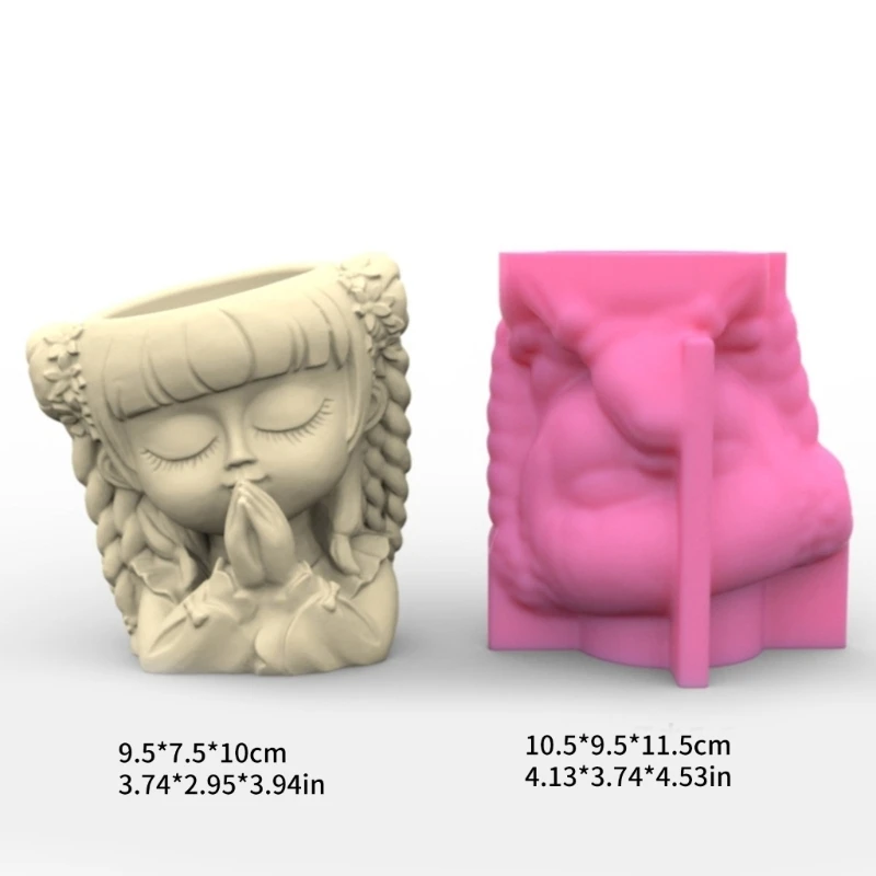 Prayer Girl Pen Holder Pot Silicone Mold Epoxy Resin Mold Table Ornament Mold