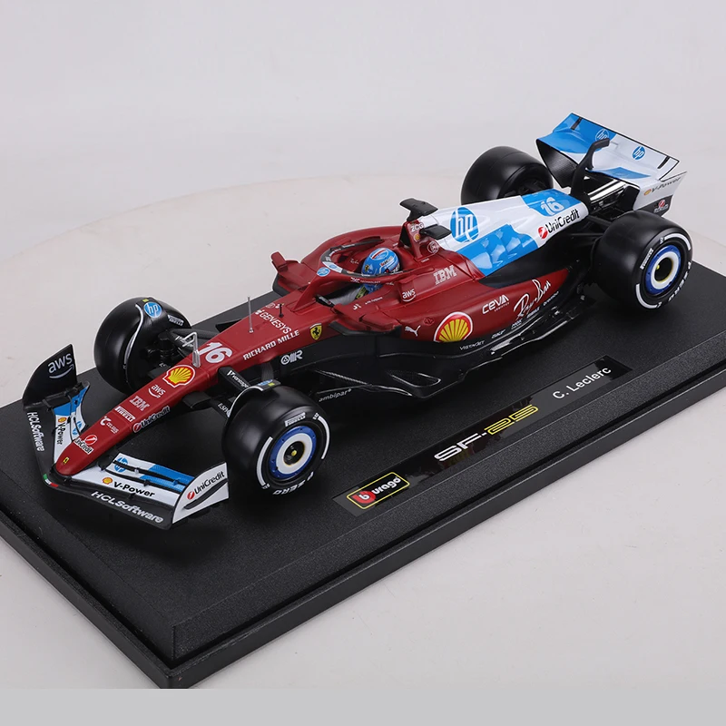 בוראגו 1:18 מיאמי GP 2025 פרארי F1 מכונית מרוץ פורמולה SF25 מספר 16 סי.קלר מספר 44 ל.המילטון דגם מכונית מסגסוגת