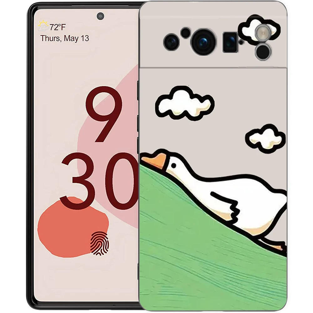 Cute Cartoon Duck Shockproof Black Soft TPU Back Cover Phone Case