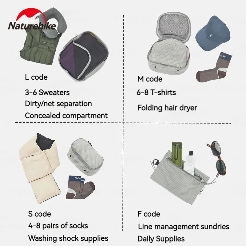 Naturehike Travel Storage Bag With Zipper Ultralight Outdoor Toiletry Suitcase Clothes Cosmetics Business Portable Makeup Bag