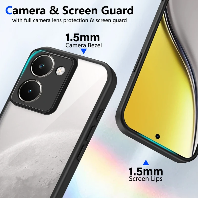 Transparent Silicone Shockproof Clear Phone Case with PC Back and TPU Bumper