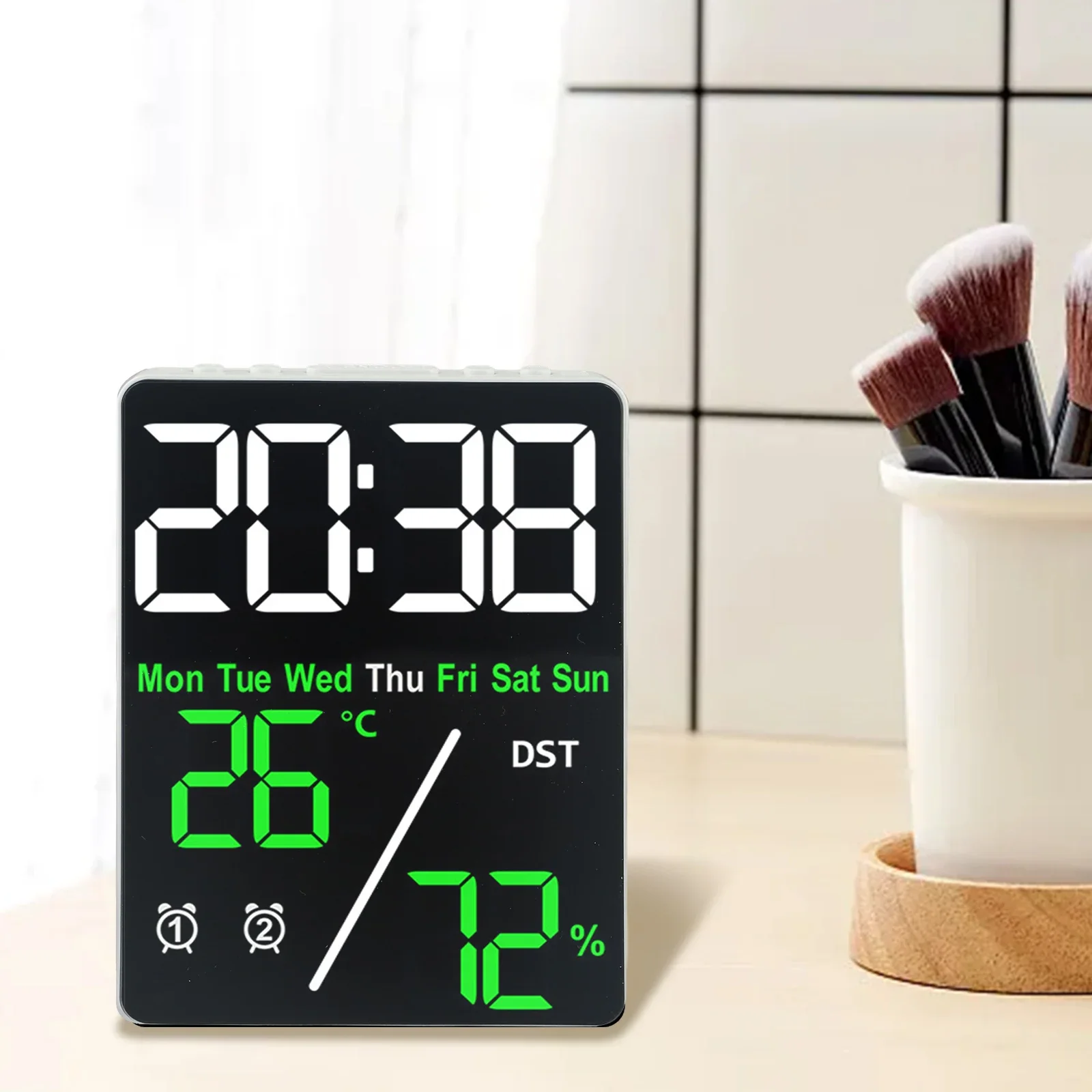 Digital Wall Clock Electronic Digital Wall Clock USB Socket Intelligent Setting Temperature And Humidity Automatic Dimming LED Alarm Clock