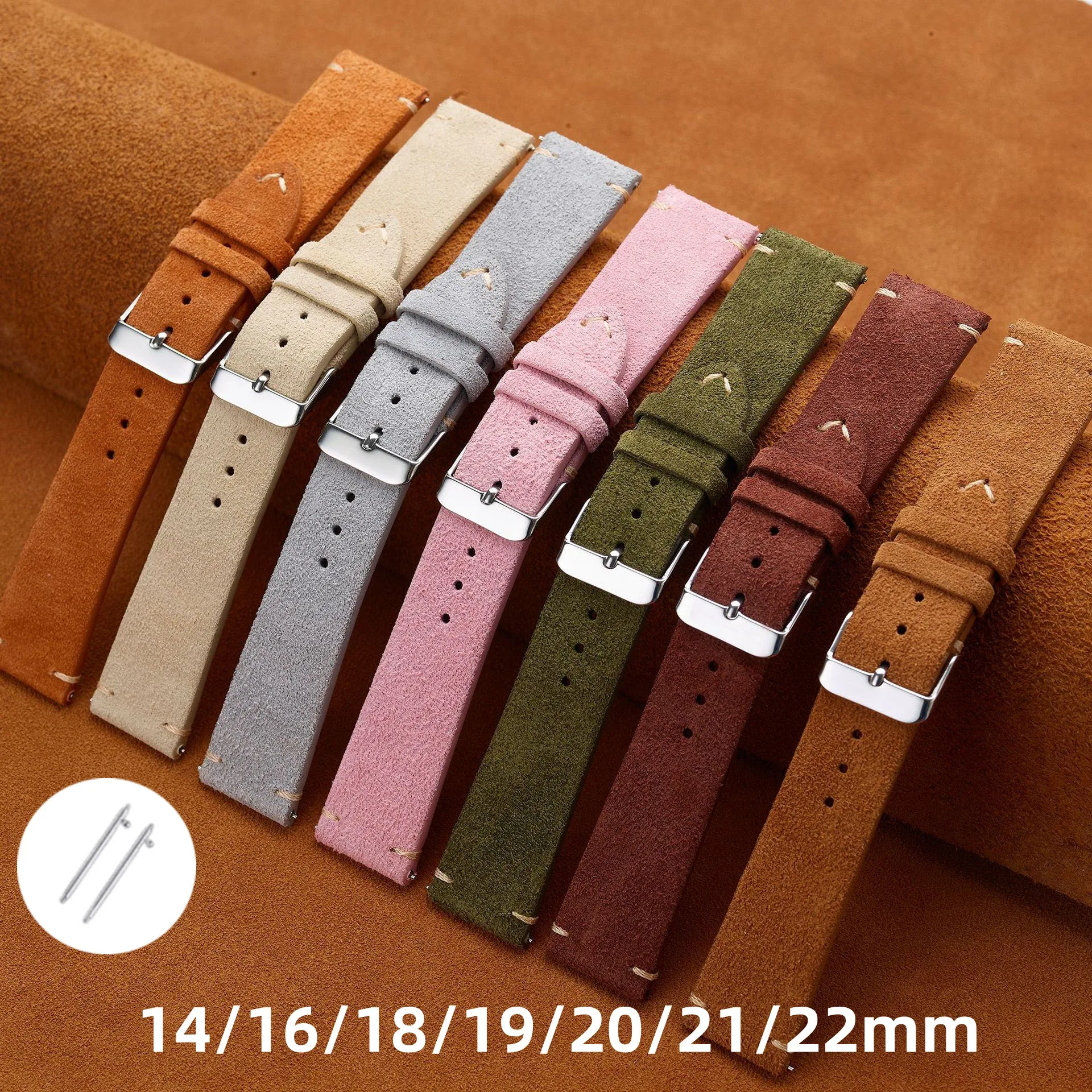 Vintage Handmade Suede Leather Quick Release Watch Strap