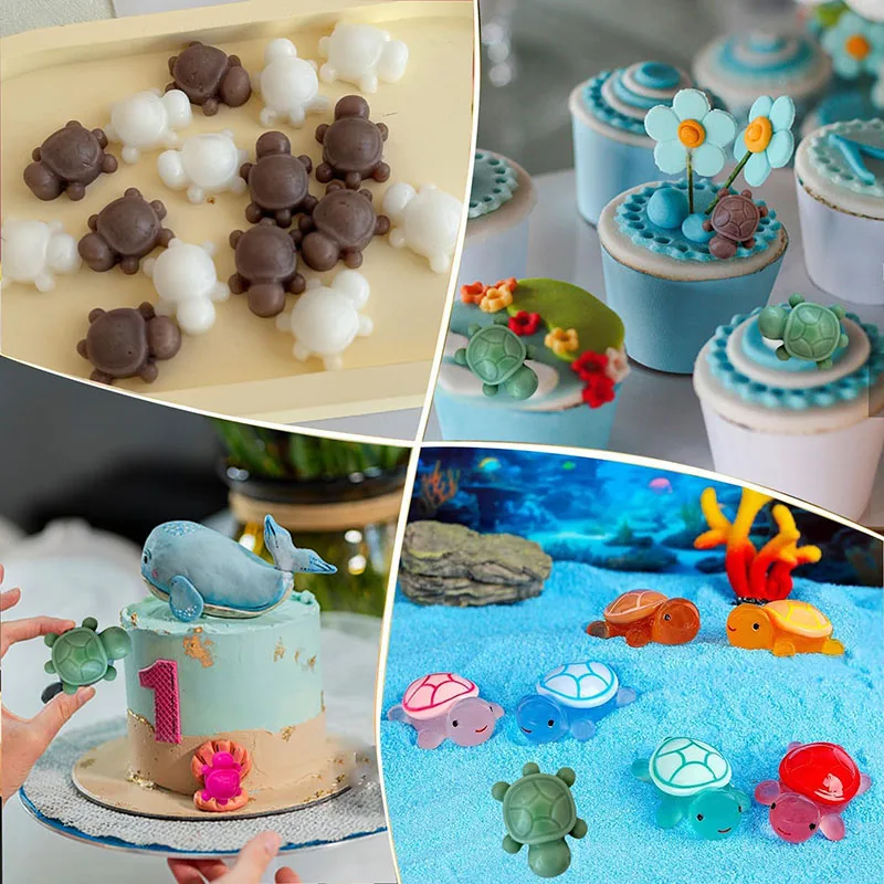 Mini Schildkröte Schokolade Silikonform Schildkröte Süßigkeiten Gummibärchen Eiswürfelform Tier Jello Wachs Harzform für Kuchen Cupcake Dekoration – Detail 7
