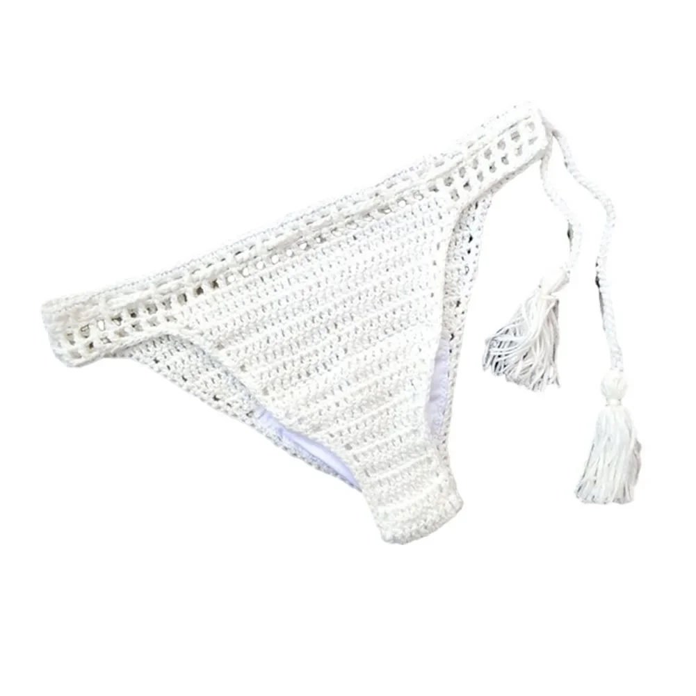 

Breathable Low Rise Drawstring Hand Crochet Swimming Sunbathing Thongs Bikini