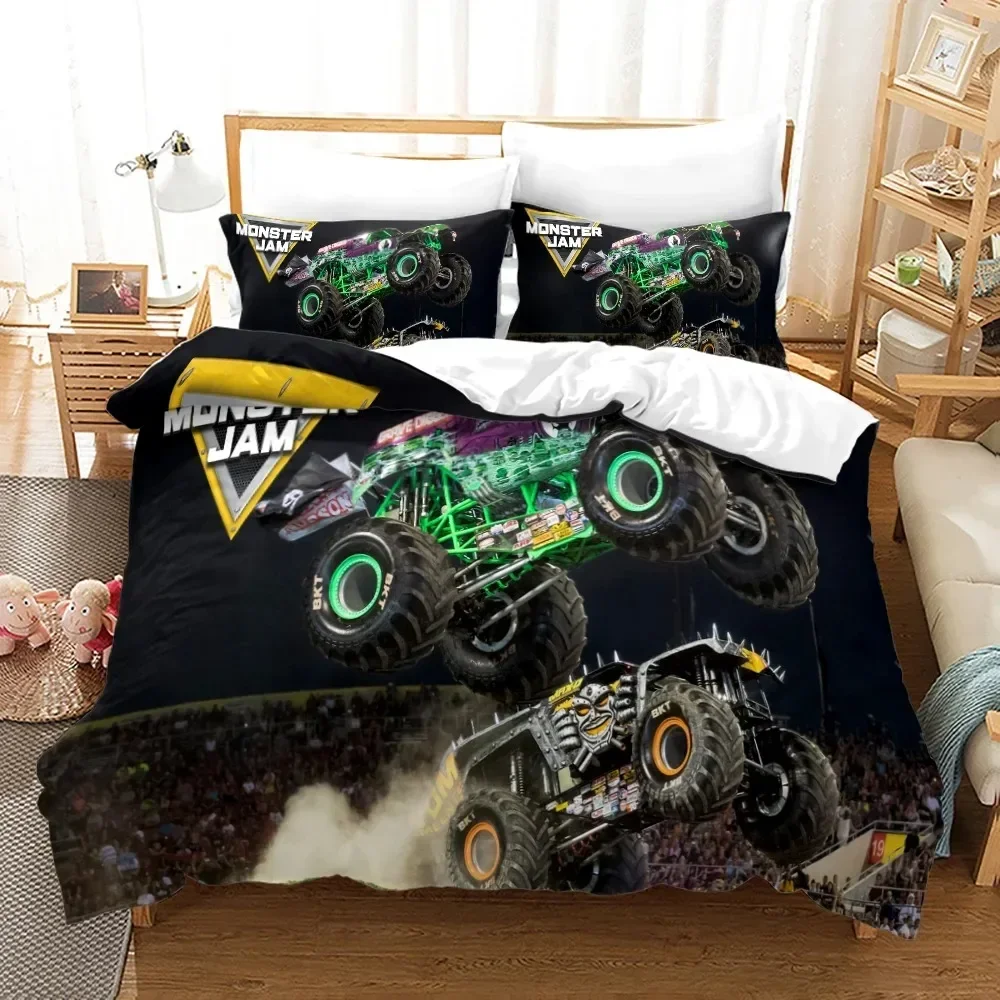 3D Print Anime Monster Jam Bedding Set Single Twin Full Queen King Size Monster Jam F1 Bed Set Teenager Bedroom Duvet cover Sets