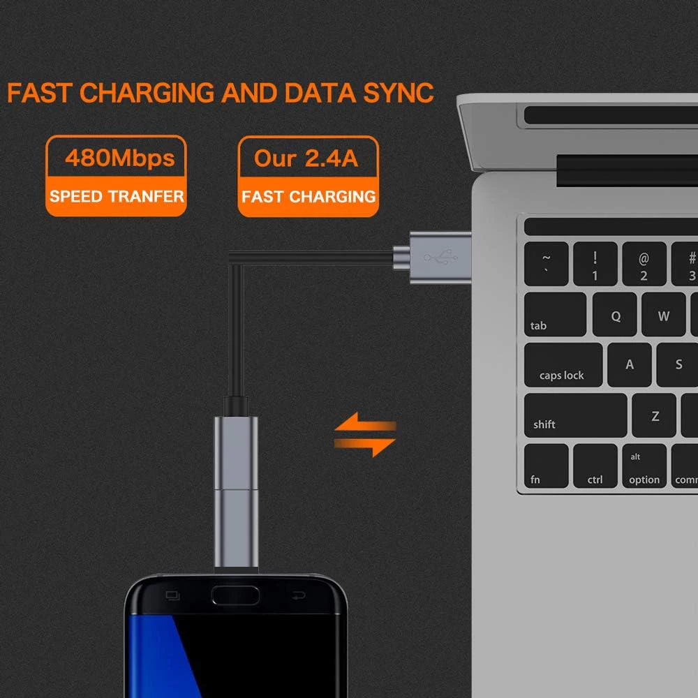 4개입 USB C 암-마이크로 USB 수 어댑터, 마이크로 USB-USB C 어댑터, 넥서스, LG, Xbox, 삼성 갤럭시 기기 호환