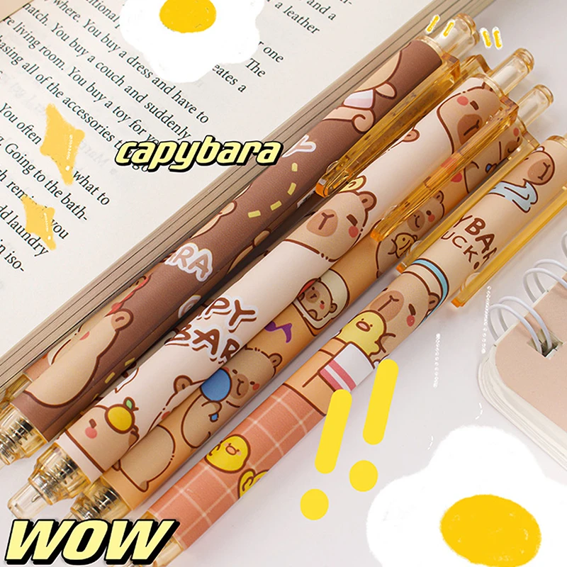 LHOEST Penna Capybara Kawaii 14 pezzi blu penna cancellabili animali cancelleria Capybara righello carino penne cancellabili carino cancelleria Kawaii caso scolastico 0,5 mm nero penne ragazza ragazzo