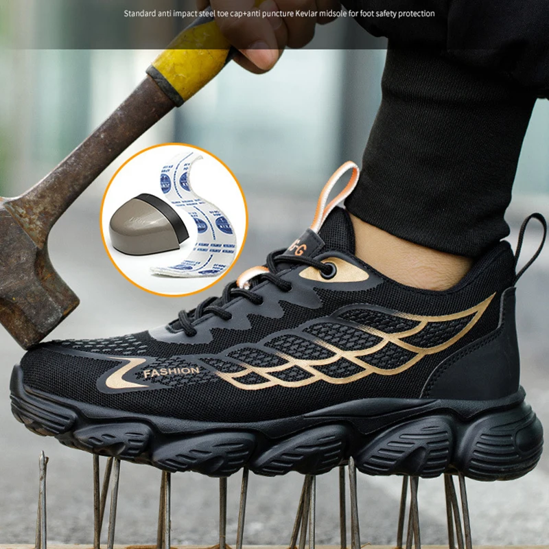 Waliantile Indestructible Safety Shoes For Men Male Breathable Anti-smashing Industry Work Boots Steel Toe Puncture Proof Shoes
