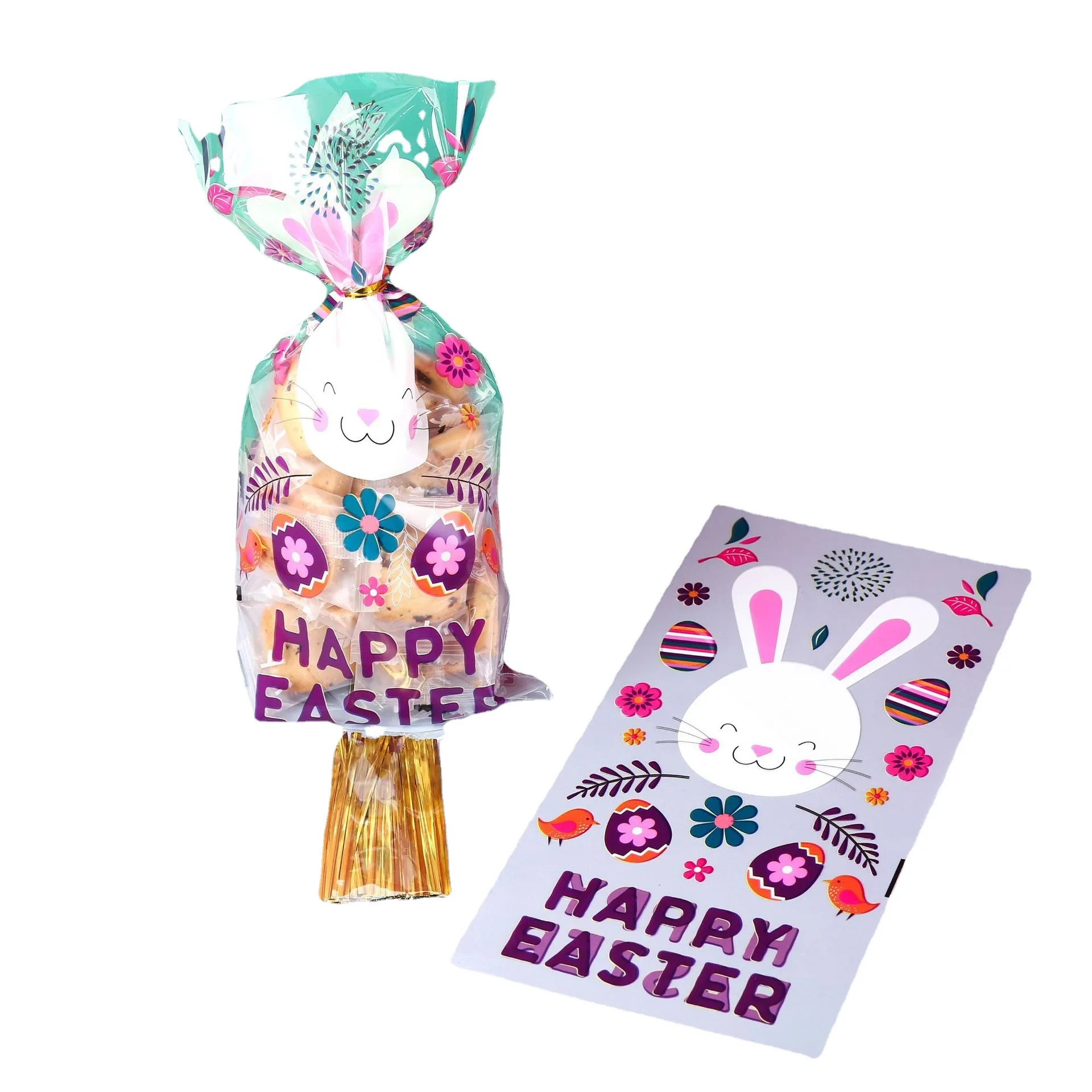50pcs Easter Candy Bags Rabbit Egg Snack Biscuit Gift Bag Bunny Gift