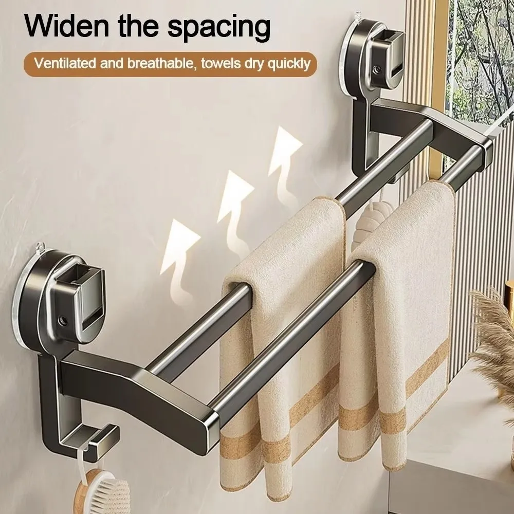 30/40/50CM Aluminum Towel Rack Grey with Hook Suction Cup Towel Rack Strong Load-bearing Anti-Fall Bathroom Organizer Kitchen