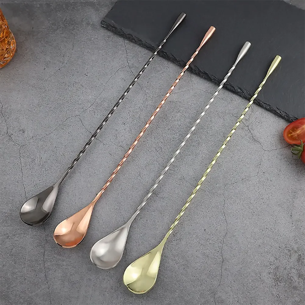 Cocktail Stirrers Cocktail Spoon Stainless Steel Barman Kit Accessories Whisky Shaker Kitchen 30cm Long Handle