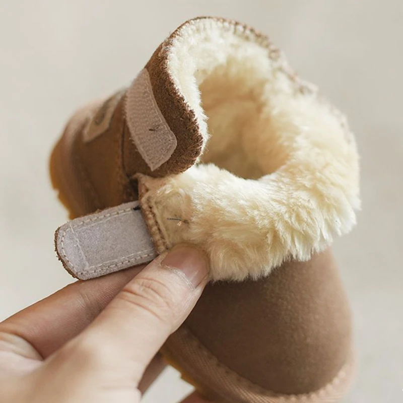 Winter Baby Snow Boots Warm Plush Leather Toddler Shoes Fashion Boys Girls Anti-slip Rubber Sole Baby Sneakers Infant Boots