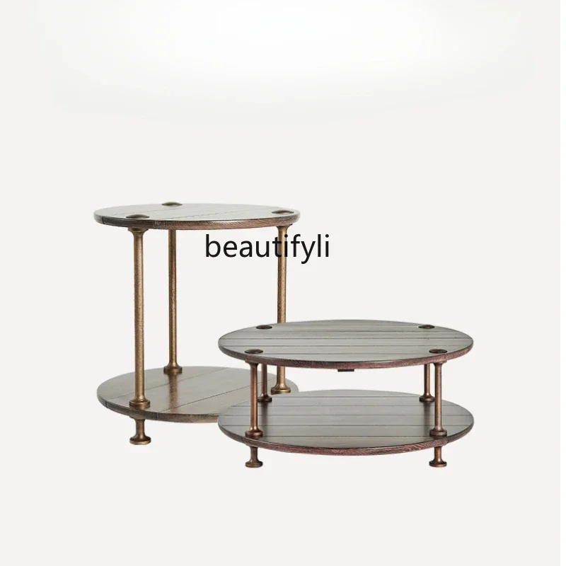 

Круглый Кофейный столик из массива дерева, боковой столик в скандинавском стиле, простой современный домашний чайный столик для гостиной