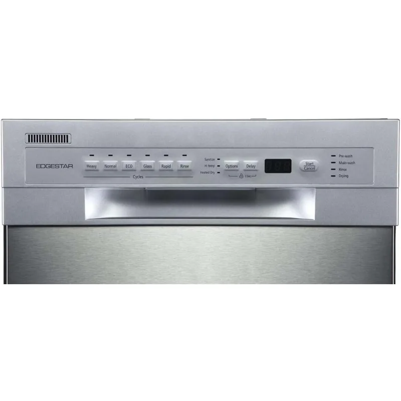 EdgeStar BIDW1802 18 Inch Wide 8 Place Setting Energy Star Certified Built-In Front Control Dishwasher - Black 6