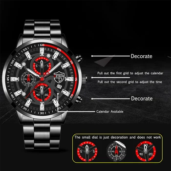 Fashion Mens Sports Watches Luxury Men Business Stainless Steel Quartz Wristwatch Man Casual Leather Watch relogio masculino 2