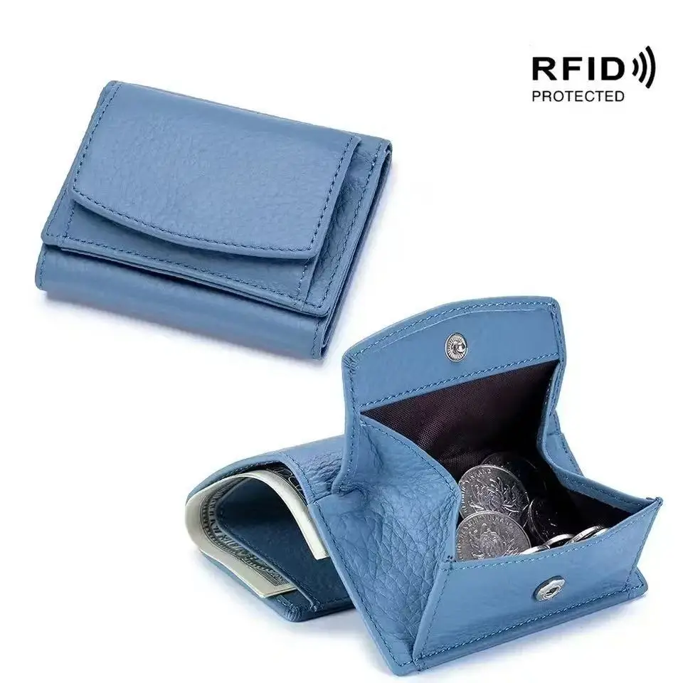 Elegant Genuine Leather RFID Wallet – Luxurious Slim Clutch with Coin Purse