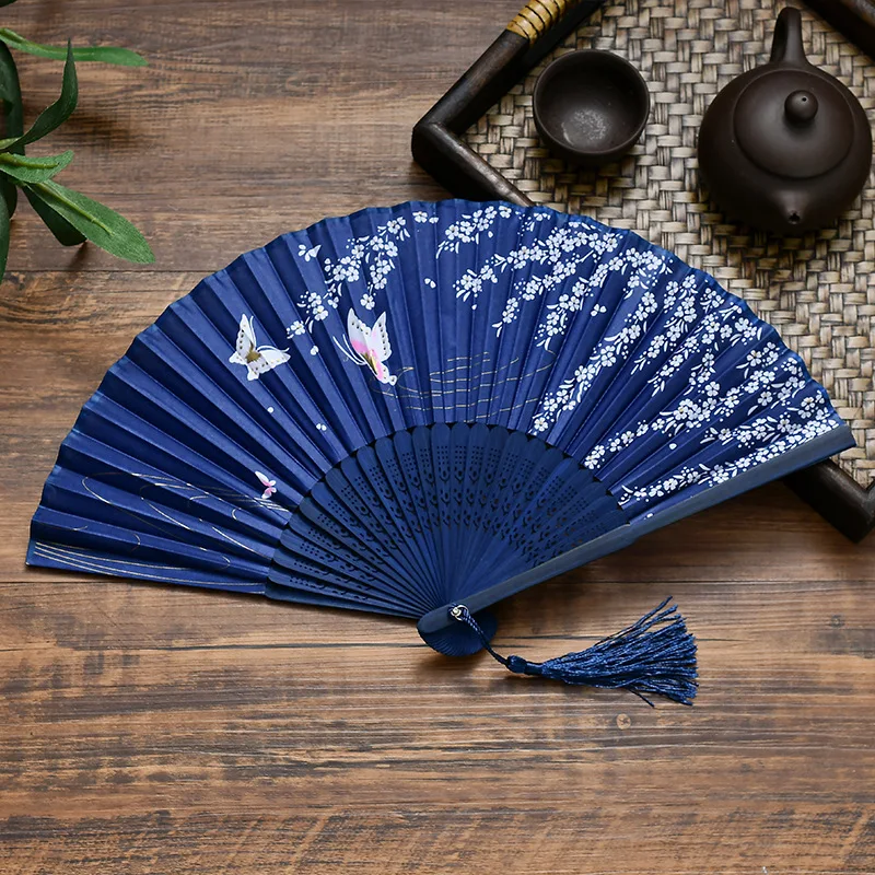 Japanese Folding Fan Handmade Decorative Kanagawa Wave Foldable Fan Handheld Vintage Hand Fans For Women Portable Folding F