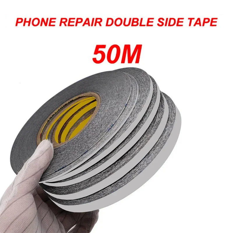 50Meter 1/2/3/5/6/8/10/12Mm Dubbelzijdige Tape Voor Amerikaanse Ultradunne Witte Sterke Plaklijm Tape Diy Lederen Ambachtelijke Gereedschappen