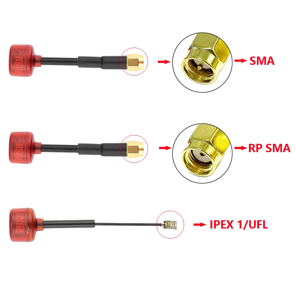 Rush Cherry FPV 5.8G Antenna LHCP RHCP SMA MMCX UFL IPEX  long range Antenna Connector Adapter Stubby For Racing Drone Goggles images - 6