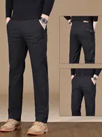 Autumn Winter Men's Casual Loose Fit Straight Leg Pants Busin Casual Trousers All-Match Large Size Comfortable Cotton