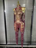 Women Sparkly Diamond Sexy Mesh Jumpsuit Nightclub Bar Evening Party Show Gogo Dancer Clothing Drag Queen Outfit Stage Costume - Image 2