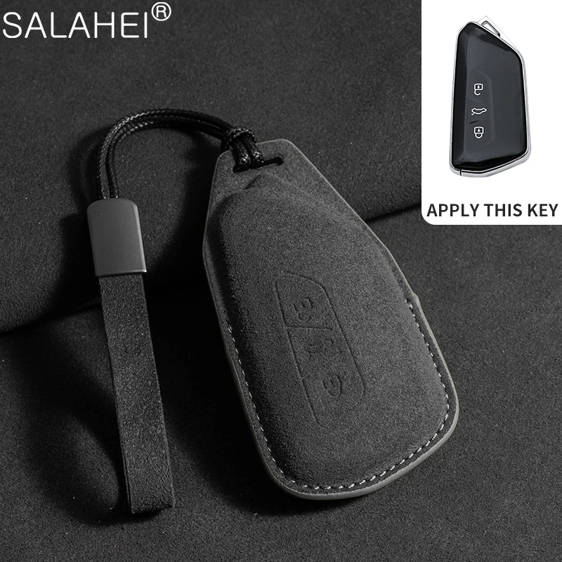 Suede Leather Car Key Case For Volkswagen VW Magotan Passat B8 TIGUAN MK2 Golf 8 For Skoda Octavia A8 A7 SEAT Leon MK4