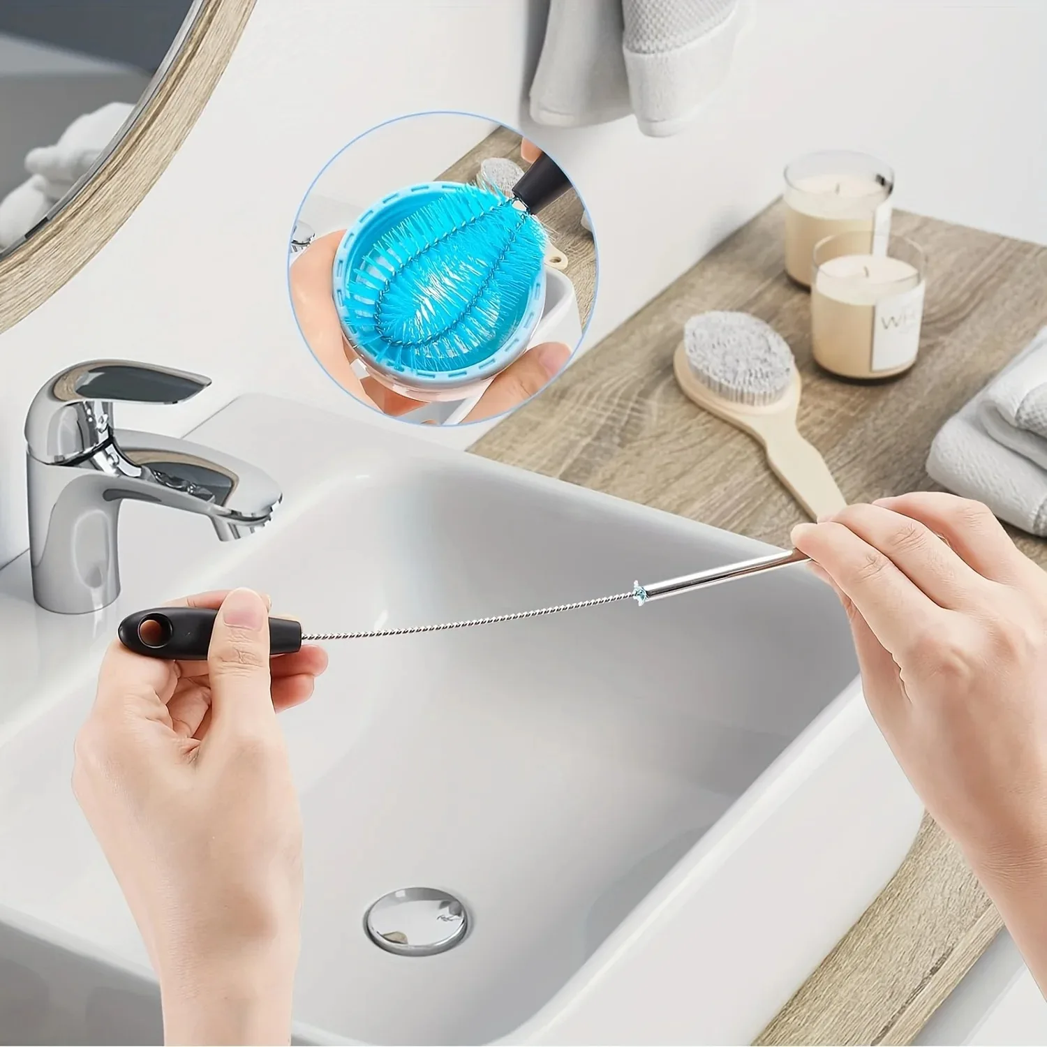 3-in-1 Stainless Steel Water Bottle Brush Set Long Handle Water Bottles Cleaner Kitchen Scrubbing Tools