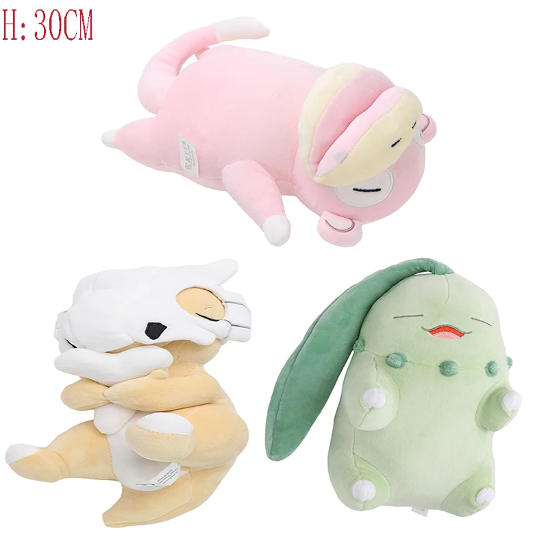 9 styles Pokemon Sleeping Cubone Chikorita Slowpoke Plush Pillow Animal Stuffed Plush Toy Kawaii Children Gifts new pokemon plush doll kawaii pikachu eevee little fire dragon fire breathing dragon children s toy stuffed pillow