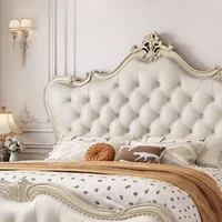 Lit double en bois 200x220cm avec 3 tiroirs de rangement, table de chevet et tête de lit – Ensemble de meubles de luxe pour chambre à coucher 5