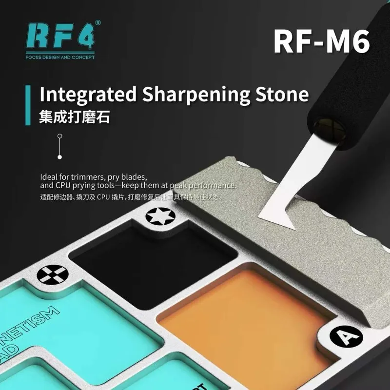 RF4 RF-M6 합금 자석식 나사 보관판 아이폰 태블릿 휴대폰 나사 트레이 플레이트 수리 도구 (롤링 방지 패드 포함)