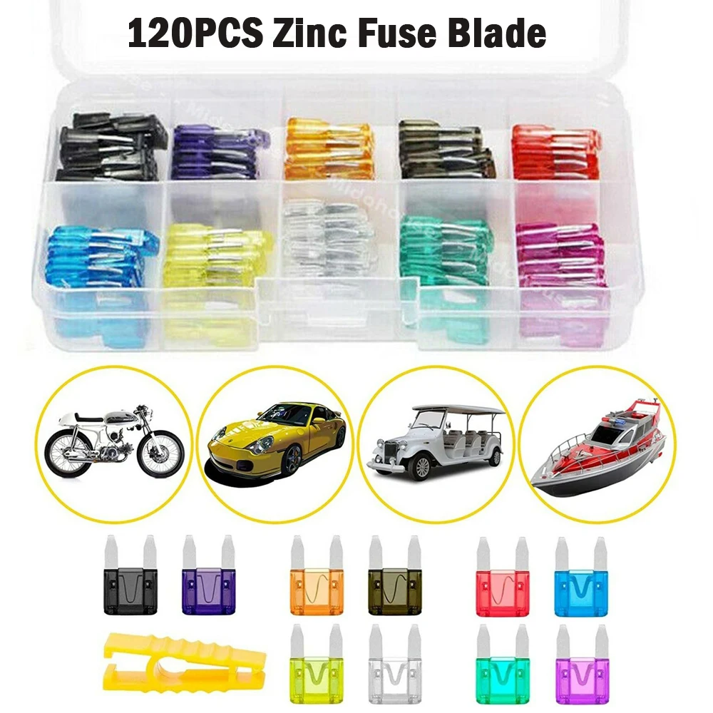 

120PCS Small Blade Fuse 2A-35A Fuses Assortment Auto Car Motorcycle SUV APM ATM Fuse Blade Kit