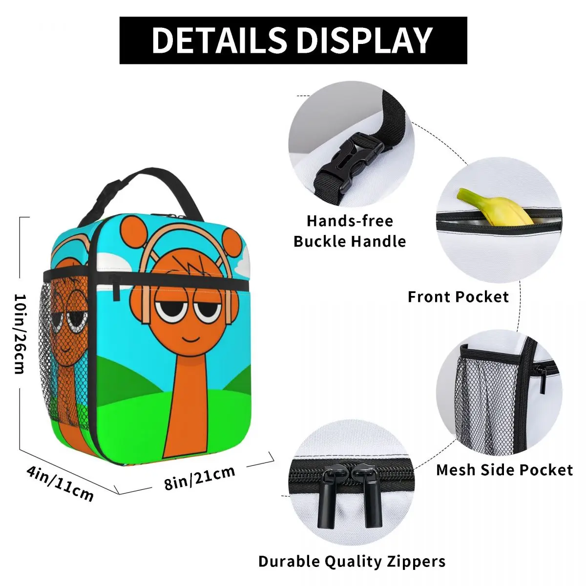 Incredibox Sprunki Insulated Lunch Bag for Children Office Funny Game Storage Food Box Multifunction Cooler Thermal Lunch Box 6