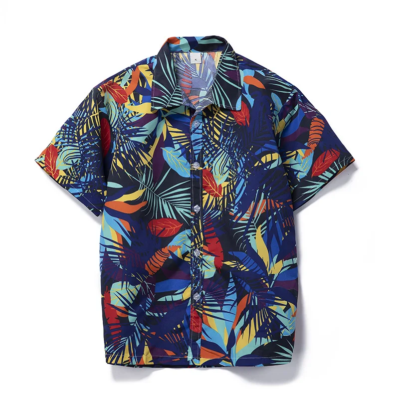

Men's New Shirt Hawaiian Printed Shirt Sleeve 2023 Short for Summer Men's European Size Beach and Professional Men