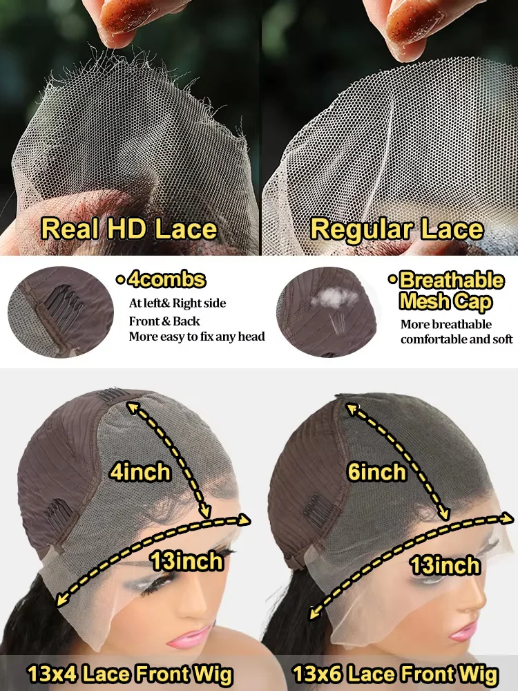 HD Transparent Brazilian Remy Human Hair Wig 30 32 40 Inch Deep Wave 13x4 Curly Lace Front 13x6 Water Wave Lace Frontal Wigs