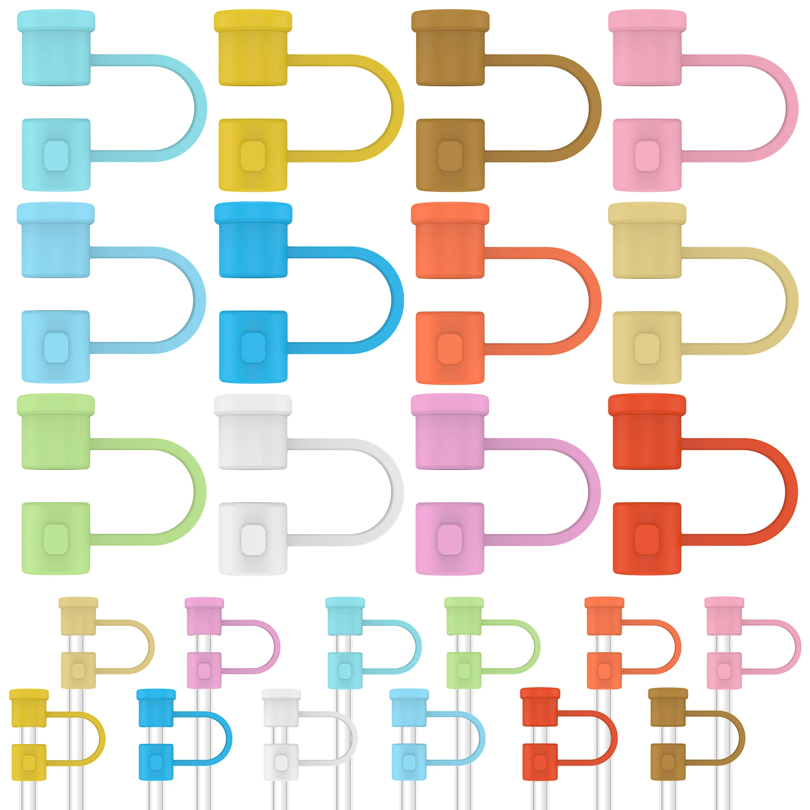 

24 шт., многоразовые силиконовые наконечники для трубочек