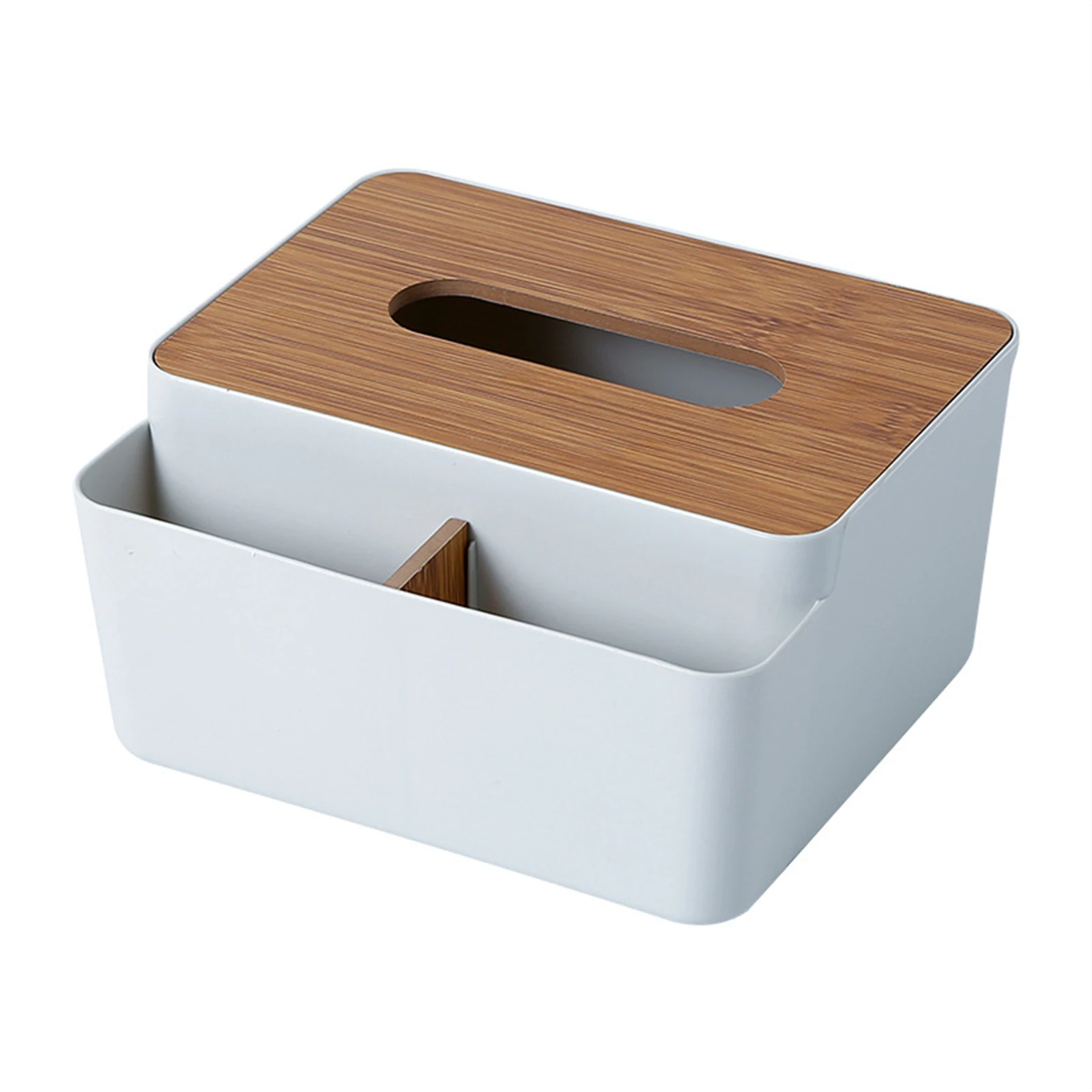

Multi-Compartments Tissue Box, Wooden Lid, Remote Control, Phone Storage Box, Desktop, Coffee Table