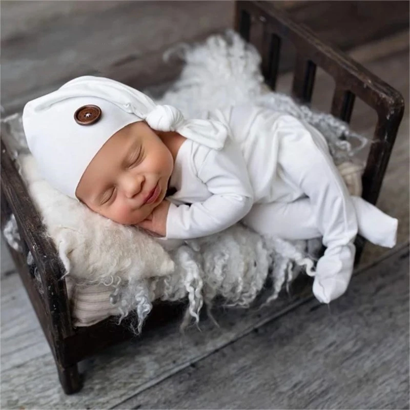 

2Pcs Newborn Photography Props Outfit Baby Romper Hat Set Infants Photo Gift Drop Shipping