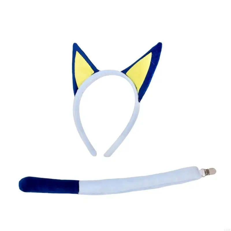 H58E Dog Ears and Tail Headband Set for Children Cosplay Costume Accessories