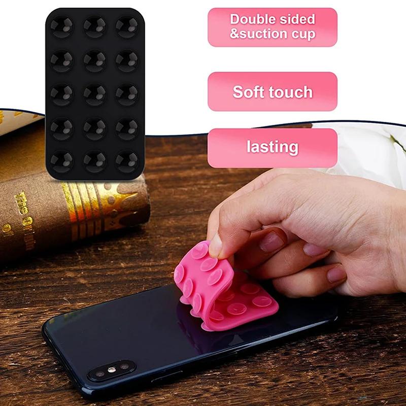 1PC Suction Cup Wall Stand Mat Multifunctional Silicone Square Phone Double-Sided Case Anti-Slip Holder Mount Sucker Pad