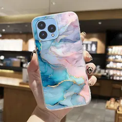 Luxury Transparent Shockproof Silicone Phone Case with Marble Flower Design for Cubot P80 (TM2751)
