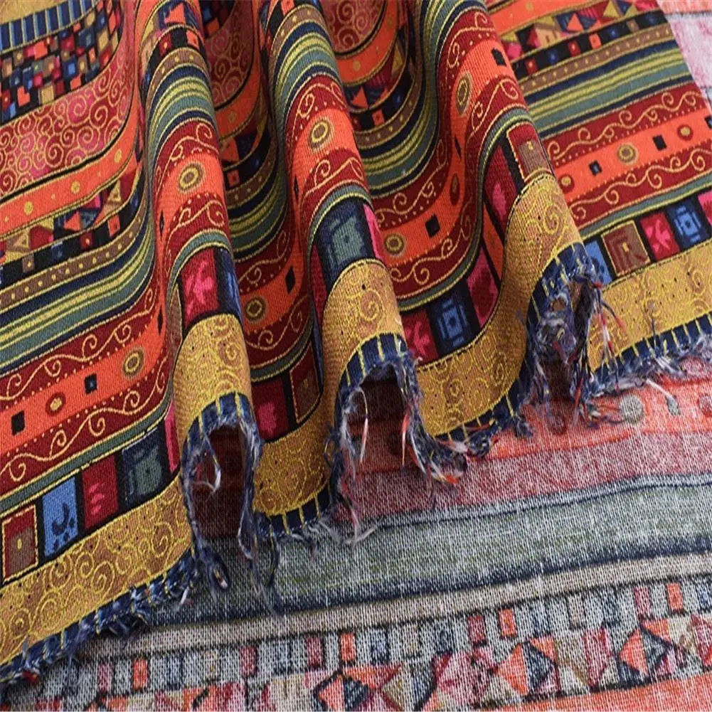 5 Pcs Colored Printing Fabrics Ethnic Pattern Striped Bronzing Handmade Patchwork Set Soft Breathable DIY Printed Cloth