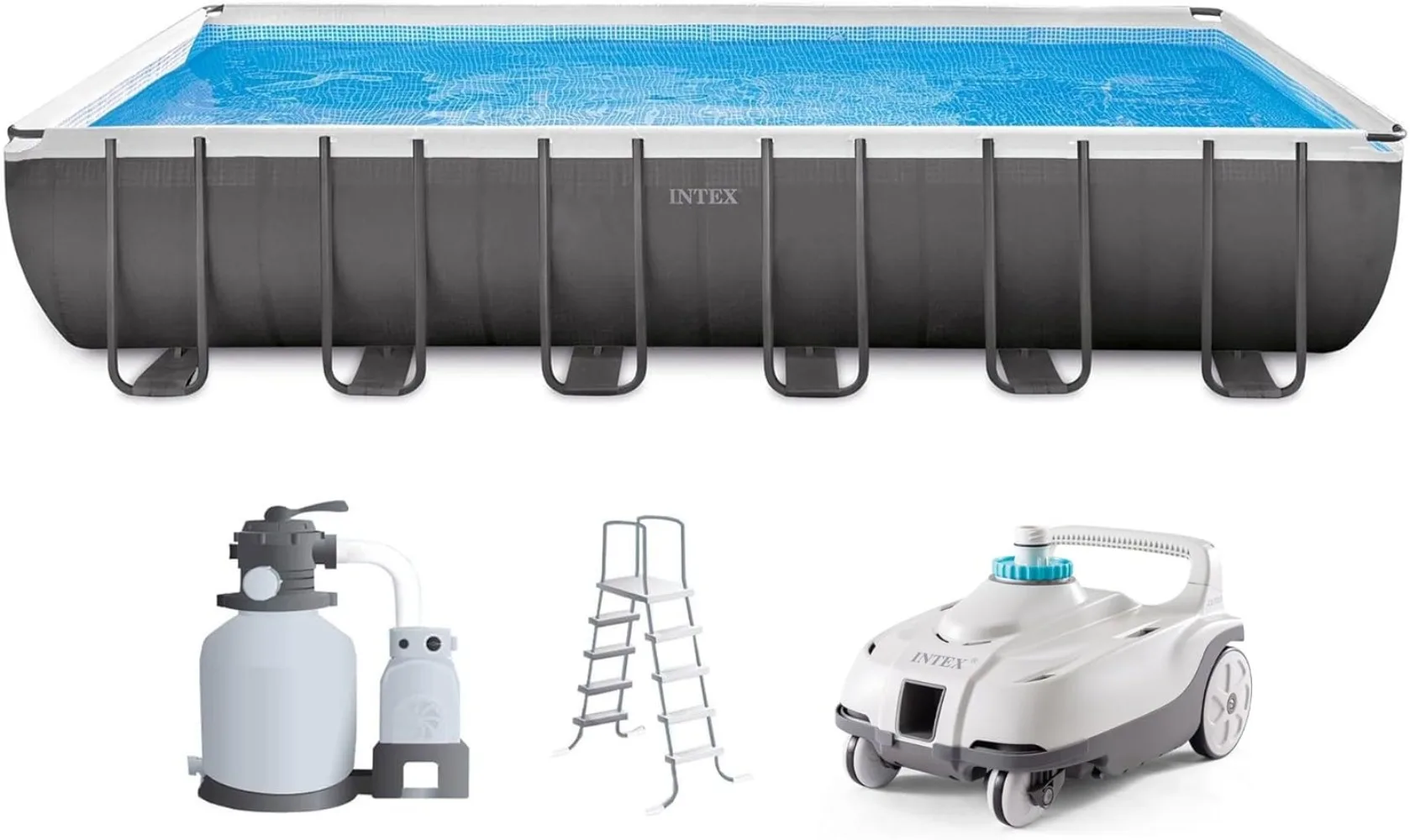 ZX100 Auto Pressure Side Pool Cleaner and 24 Foot x 12 Foot x 52 Inch Rectangular Ultra XTR Frame Swimming Pool with Pump