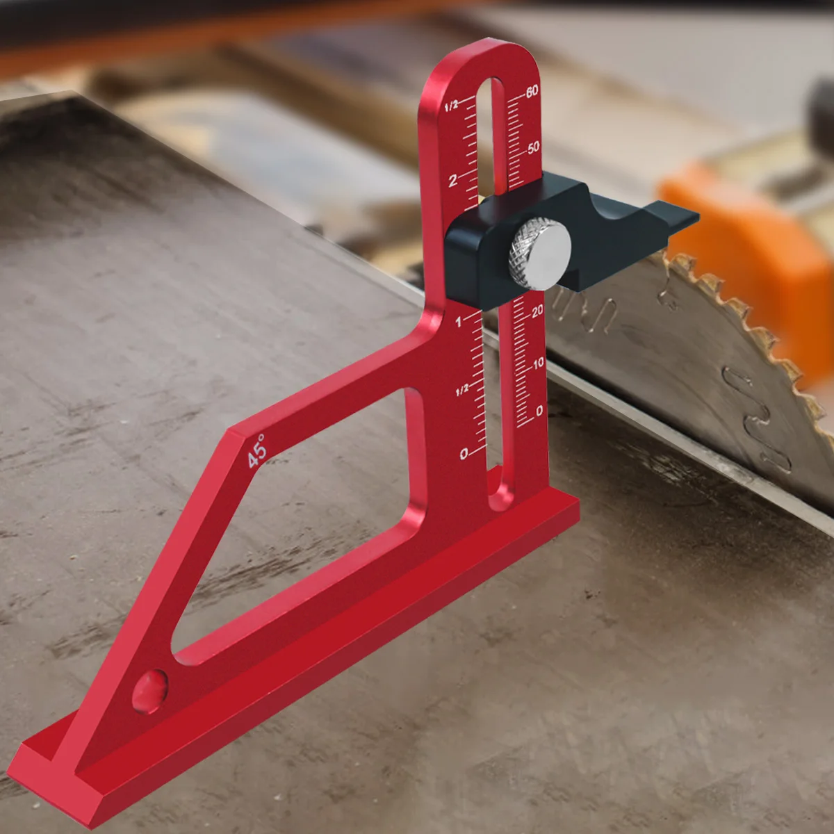 Table Saw Depth Gauge Adjustable 0-60mm with Metric & Inch Scale Aluminum Setting Up Blade Router Bits Height Measuring